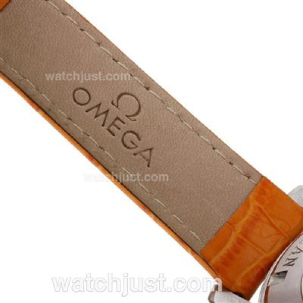 Omega Seamaster Planet Ocean Automatic with Orange Markers and Bezel-Leather Strap