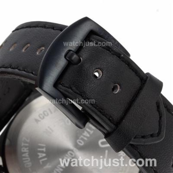 U-Boat Italo Fontana Working Chronograph PVD Case with White Dial-Leather Strap
