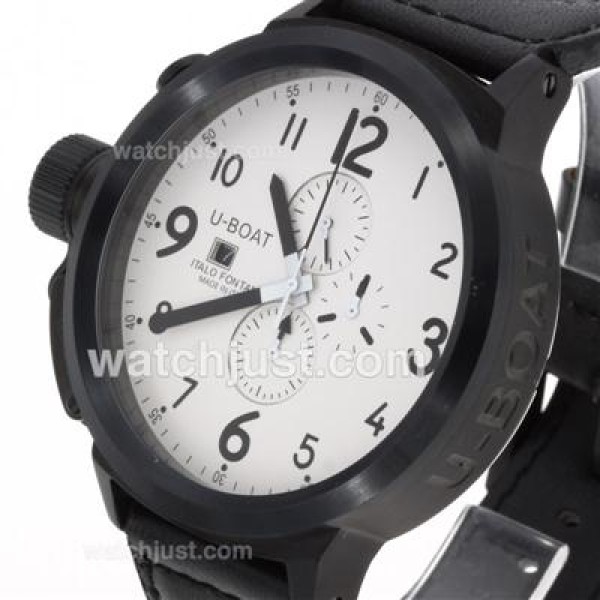 U-Boat Italo Fontana Working Chronograph PVD Case with White Dial-Leather Strap