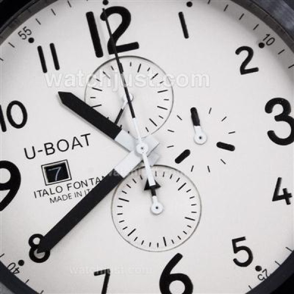 U-Boat Italo Fontana Working Chronograph PVD Case with White Dial-Leather Strap