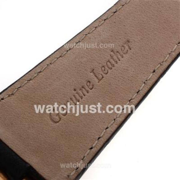 Vacheron Constantin Overseas Swiss ETA 2836 Movement Rose Gold Case with Black Dial-Leather Strap