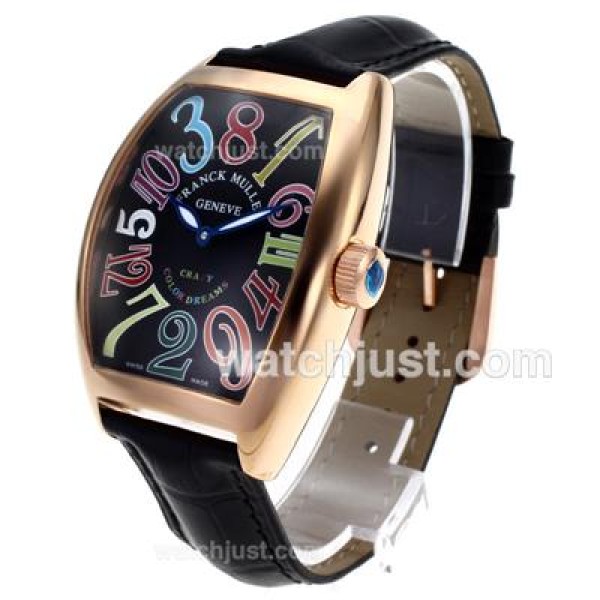 Frank Muller Crazy Color Dreams Automatic Rose gold case with Leather Strap-Jumbo Version