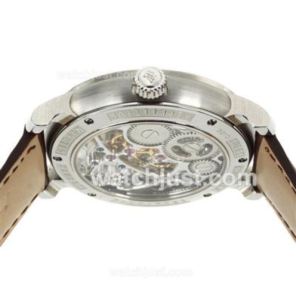 Audemars Piguet Jules Audemars Skeleton Working Tourbillon Manual Winding with White Dial-Leather Strap