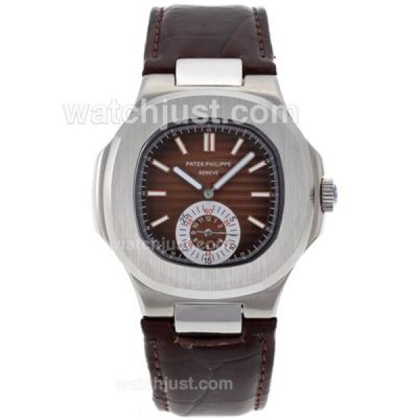 Patek Philippe Nautilus Automatic with Brown Dial-Leather Strap
