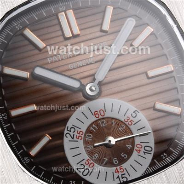 Patek Philippe Nautilus Automatic with Brown Dial-Leather Strap