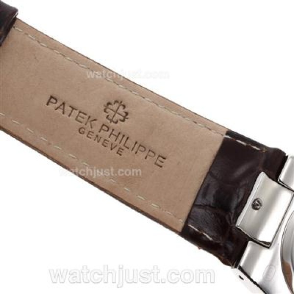 Patek Philippe Nautilus Automatic with Brown Dial-Leather Strap