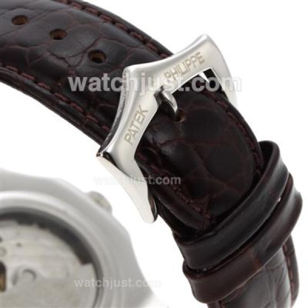 Patek Philippe Nautilus Automatic with Brown Dial-Leather Strap