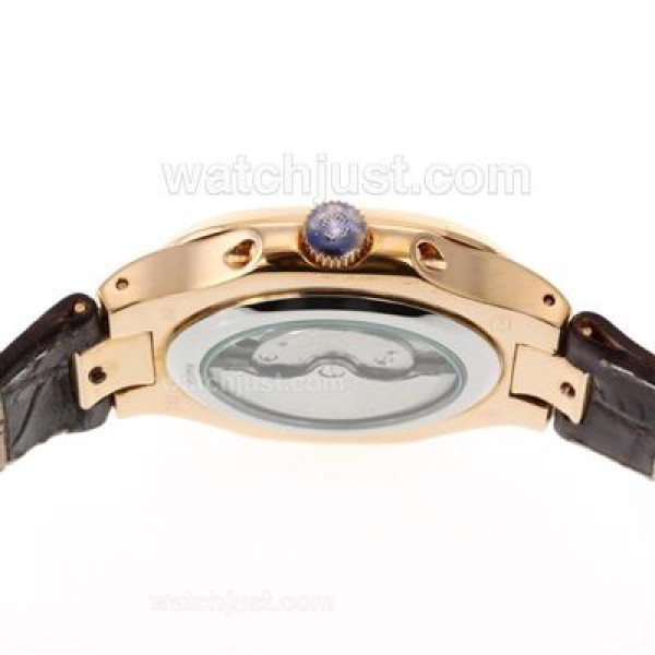 Patek Philippe Nautilus Automatic Rose Gold Case with Brown Dial-Leather Strap
