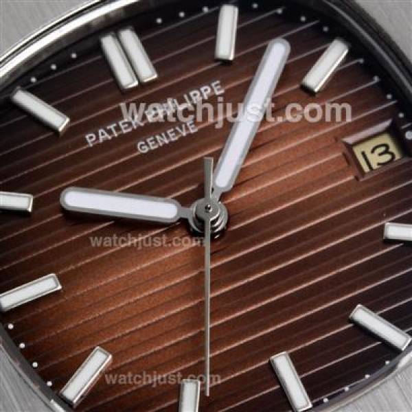 Patek Philippe Nautilus Automatic with Brown Dial-Leather Strap