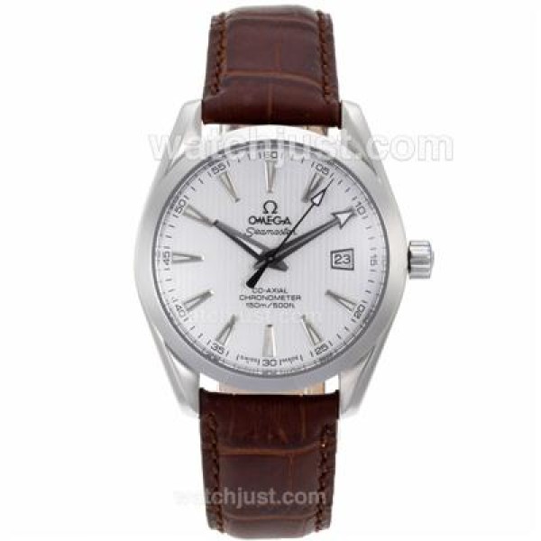 Omega Seamaster Automatic with White Dial-Leather Strap