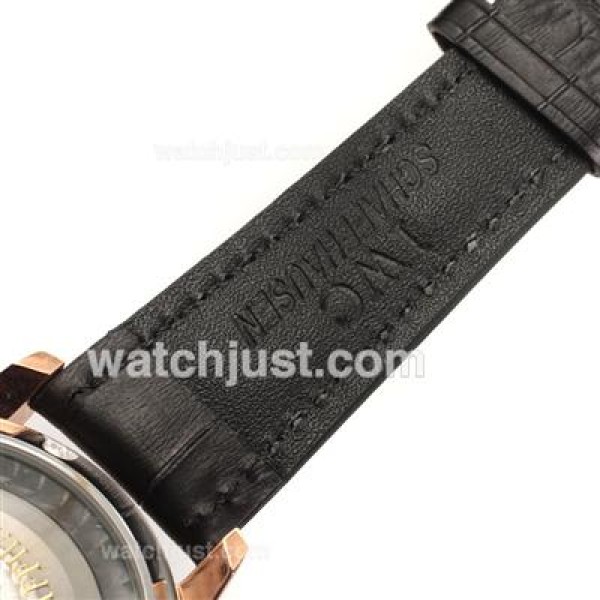 IWC Portuguese Automatic Number Markers Rose Gold Case with Black Dial-Leather Strap