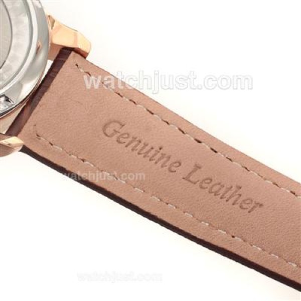 IWC Portuguese Automatic Number Markers Rose Gold Case with White Dial-Leather Strap
