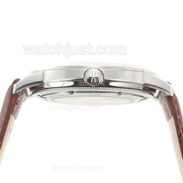 Vacheron Constantin Malte Swiss ETA 2824 Movement with White Dial-Brown Leather Strap
