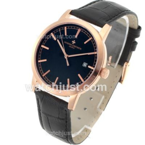 Vacheron Constantin Malte Swiss ETA 2824 Movement Rose Gold Case with Black Dial-Leather Strap Vacheron Constantin Malte Swiss ETA 2824 Movement Rose Gold Case with Black Dial-Leather Strap