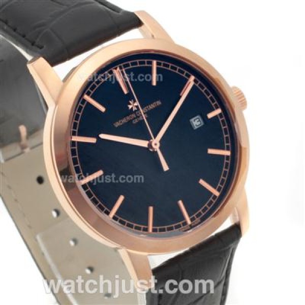 Vacheron Constantin Malte Swiss ETA 2824 Movement Rose Gold Case with Black Dial-Leather Strap Vacheron Constantin Malte Swiss ETA 2824 Movement Rose Gold Case with Black Dial-Leather Strap