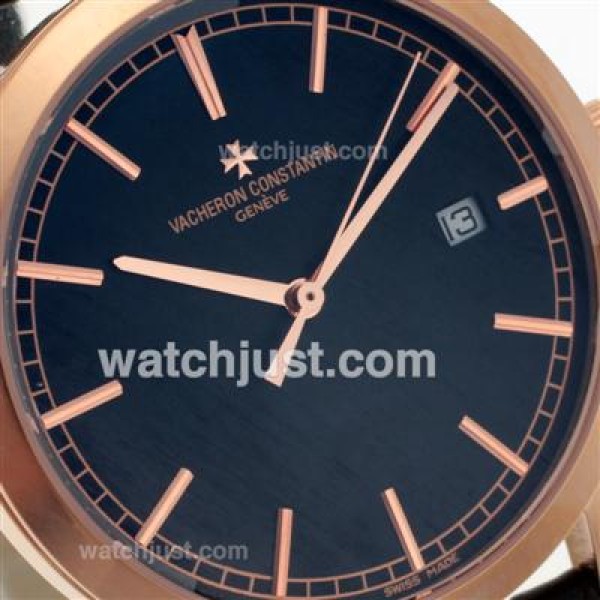 Vacheron Constantin Malte Swiss ETA 2824 Movement Rose Gold Case with Black Dial-Leather Strap Vacheron Constantin Malte Swiss ETA 2824 Movement Rose Gold Case with Black Dial-Leather Strap