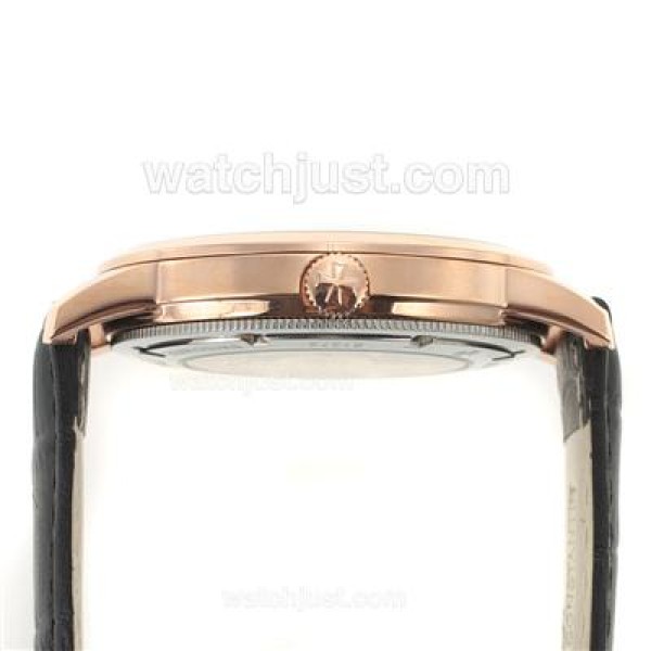 Vacheron Constantin Malte Swiss ETA 2824 Movement Rose Gold Case with Black Dial-Leather Strap Vacheron Constantin Malte Swiss ETA 2824 Movement Rose Gold Case with Black Dial-Leather Strap