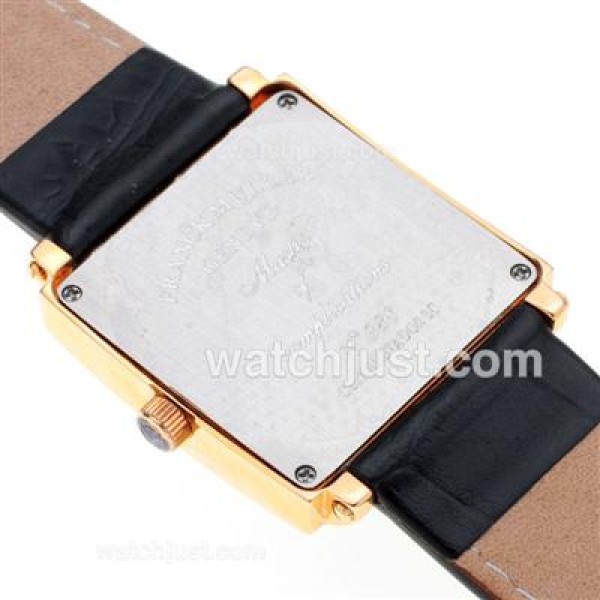 Franck Muller Master Square Rose Gold White Number Markers with Black Dial-Mid Size