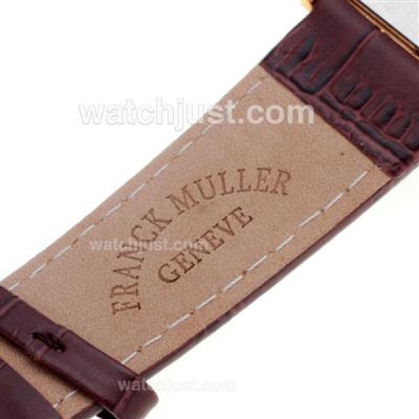 Franck Muller Master Square Rose Gold Colorfull Roman Markers with White Dial-Lady Size