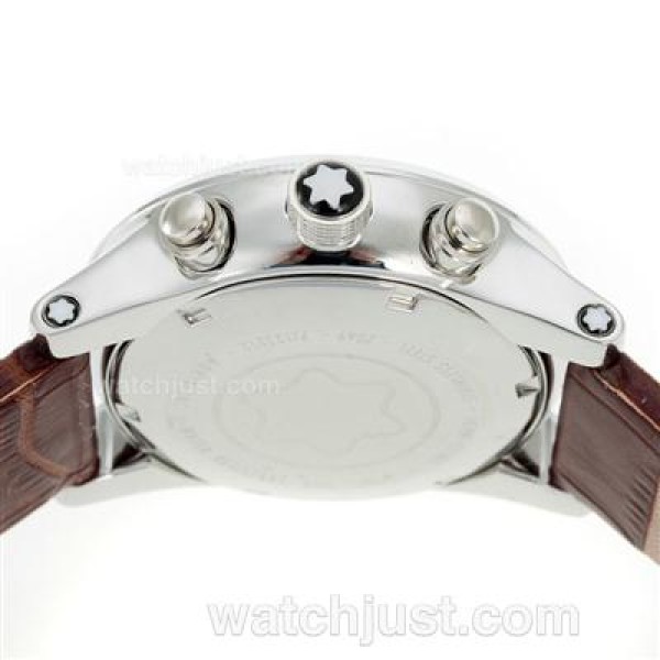 Montblanc Flyback Working Chronograph with White Dial-Leather Strap