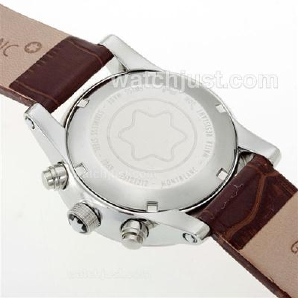 Montblanc Flyback Working Chronograph with White Dial-Leather Strap