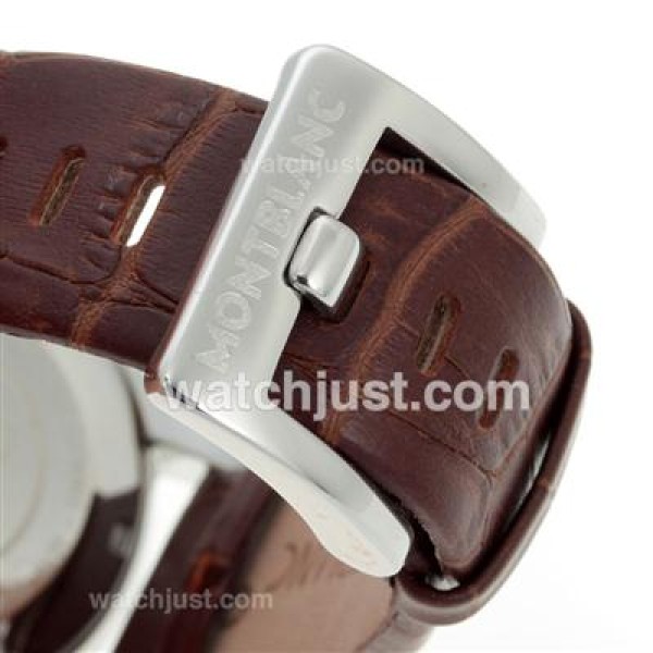 Montblanc Flyback Working Chronograph with White Dial-Leather Strap