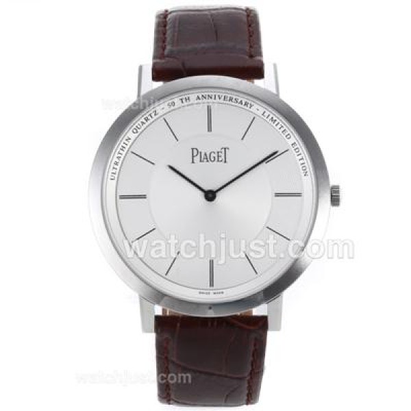 Piaget Altiplano Swiss ETA Movement Stick Markers with White Dial-Leather Strap
