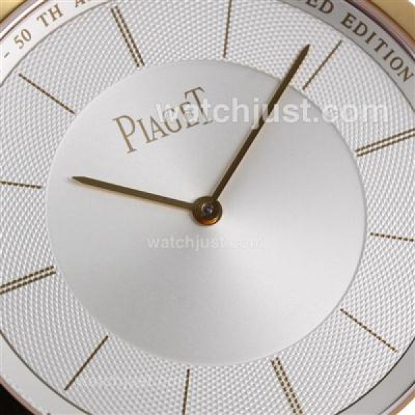 Piaget Altiplano Swiss ETA Movement Gold Case Stick Markers with White Dial-Leather Strap