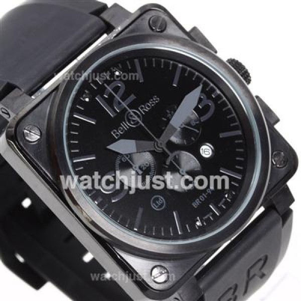 Bell & Ross BR01-94 Working Chronograph PVD Case with Black Dial-Rubber Strap