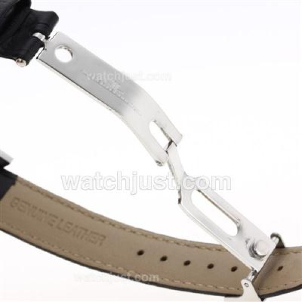 Jaeger-Lecoultre Reverso Diamond Bezel with Black Dial-Leather Strap