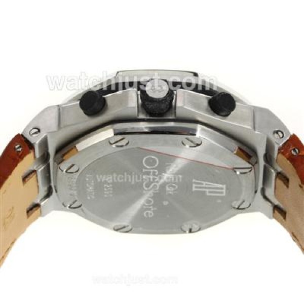 Audemars Piguet Royal Oak Offshore Chrono Swiss Valjoux 7750 Movement with White Checkered Dial-Brown Leather Strap
