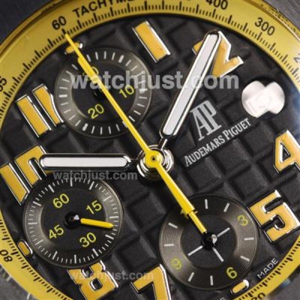 Audemars Piguet Royal Oak Offshore Chrono Swiss Valjoux 7750 Movement PVD Case with Black Checkered Dial-Black Leather St