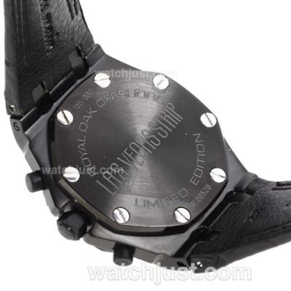 Audemars Piguet Royal Oak Offshore Chrono Swiss Valjoux 7750 Movement PVD Case with Black Checkered Dial-Black Leather St