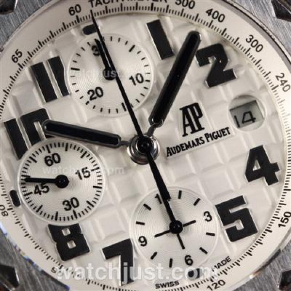 Audemars Piguet Royal Oak Offshore Chrono Swiss Valjoux 7750 Movement with White Checkered Dial-Black Leather Strap