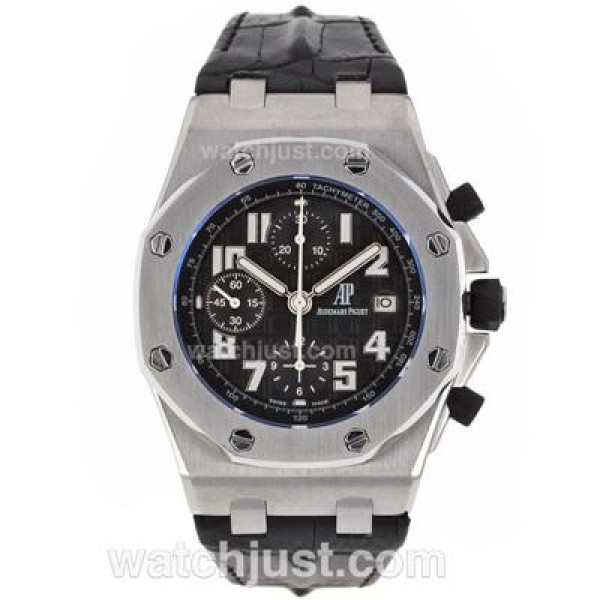 Audemars Piguet Royal Oak Offshore Chrono Swiss Valjoux 7750 Movement with Black Checkered Dial-Black Leather Strap