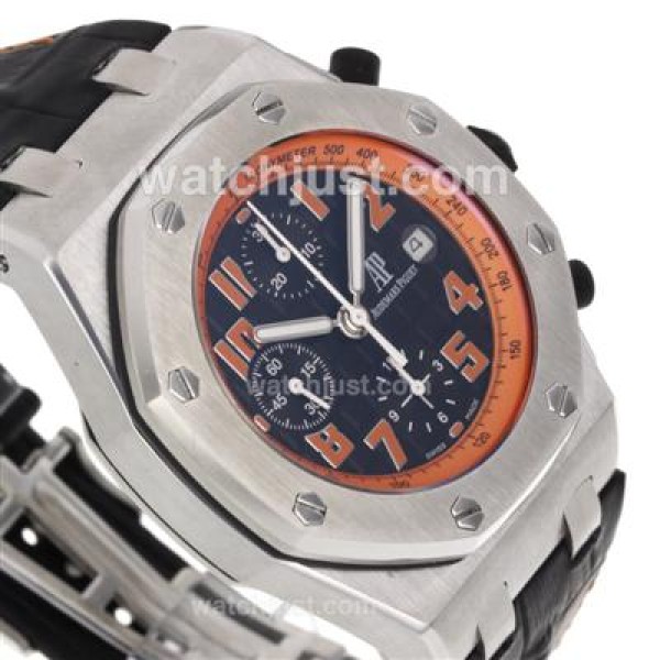 Audemars Piguet Royal Oak Offshore Chrono Swiss Valjoux 7750 Movement with Black Checkered Dial-Black Leather Strap