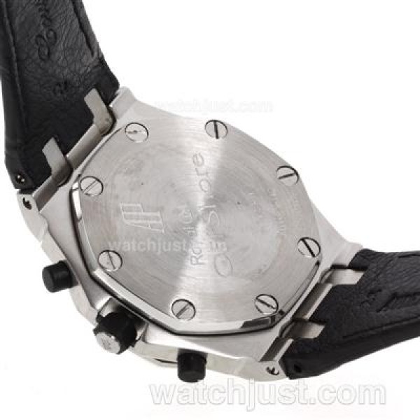 Audemars Piguet Royal Oak Offshore Chrono Swiss Valjoux 7750 Movement with Black Checkered Dial-Black Leather Strap