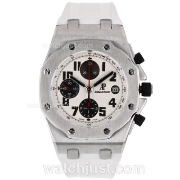 Audemars Piguet Royal Oak Offshore Chrono Swiss Valjoux 7750 Movement with White Checkered Dial-White Rubber Strap