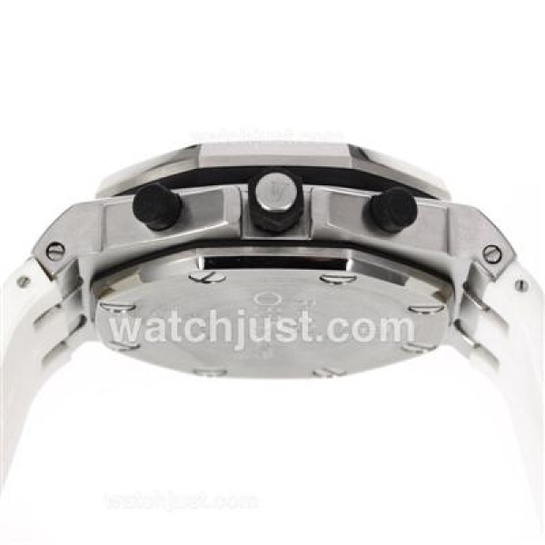 Audemars Piguet Royal Oak Offshore Chrono Swiss Valjoux 7750 Movement with White Checkered Dial-White Rubber Strap