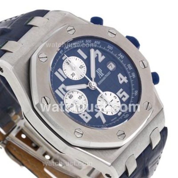 Audemars Piguet Royal Oak Offshore Chrono Swiss Valjoux 7750 Movement with Blue Checkered Dial-Blue Leather Strap