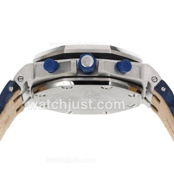 Audemars Piguet Royal Oak Offshore Chrono Swiss Valjoux 7750 Movement with Blue Checkered Dial-Blue Leather Strap