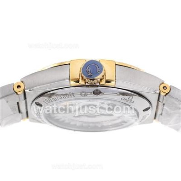 Luxury Omega Constellation Fake Watches With Golden Dials And Two Tone Cases Online