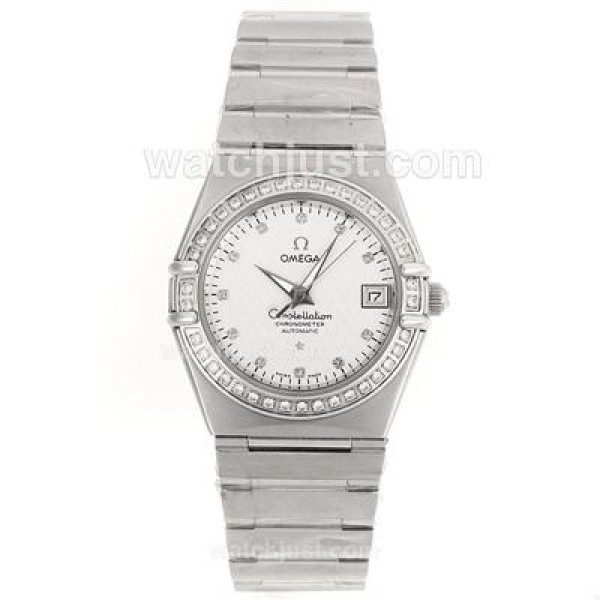Omega Constellation Automatic Diamond Bezel and Markers with White Dial S/S-18K Plated Gold Movement
