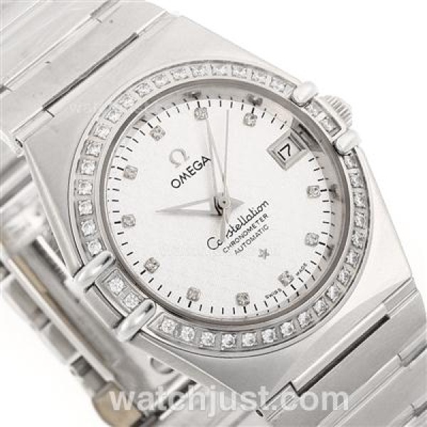 Omega Constellation Automatic Diamond Bezel and Markers with White Dial S/S-18K Plated Gold Movement