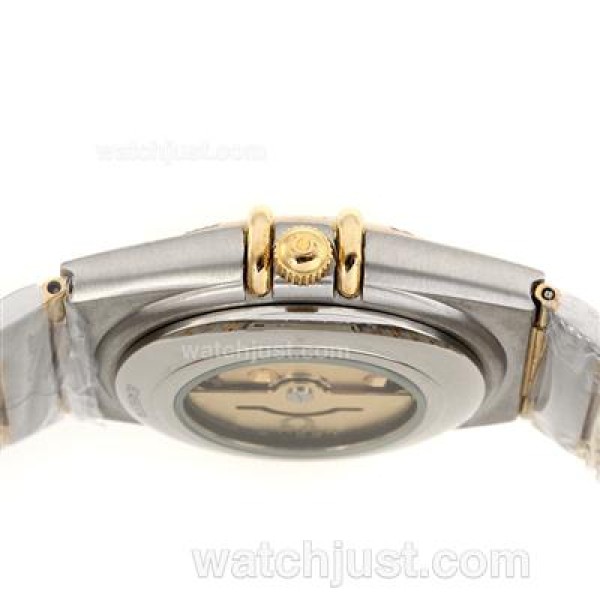 Omega Constellation Automatic Two Tone Stick Markers with White Dial-18K Plated Gold Movement