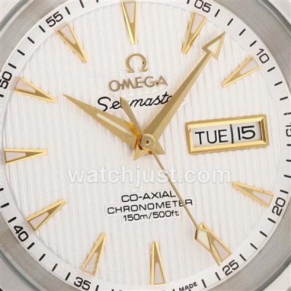 Omega Seamaster Day-Date Automatic Golden Stick Markers with White Dial S/S