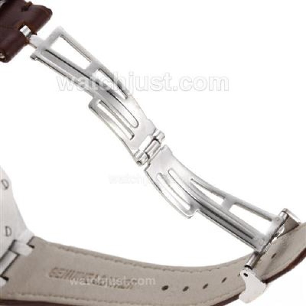 Audemars Piguet Royal Oak Swiss ETA 2836 Movement Diamond Bezel with Gray Checkered Dial-Brown Leather Strap