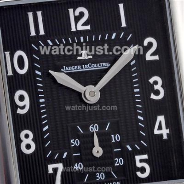Jaeger-Lecoulbre Reverso Black Dial with Black Leather Strap-Sapphire Glass