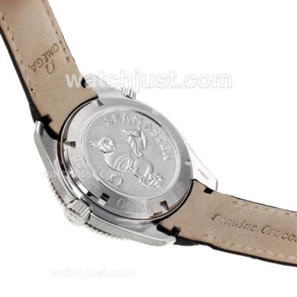 Omega Seamaster Swiss ETA 2824 Movement with Black Dial-Leather Strap