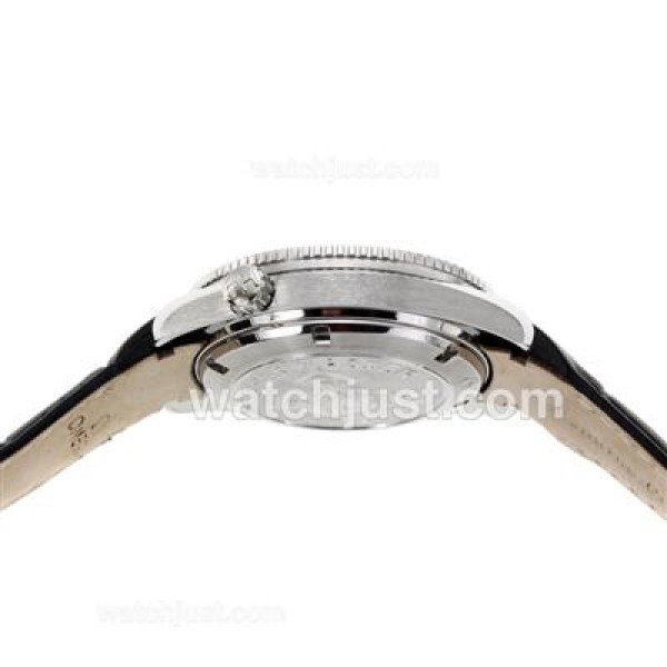 Omega Seamaster Swiss ETA 2824 Movement Orange Bezel with Black Dial-Leather Strap